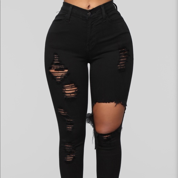 Fashion Nova Denim - Fashion nova black distressed jeans